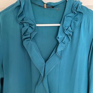 Ellie Tahari silk blouse with pretty ruffles.